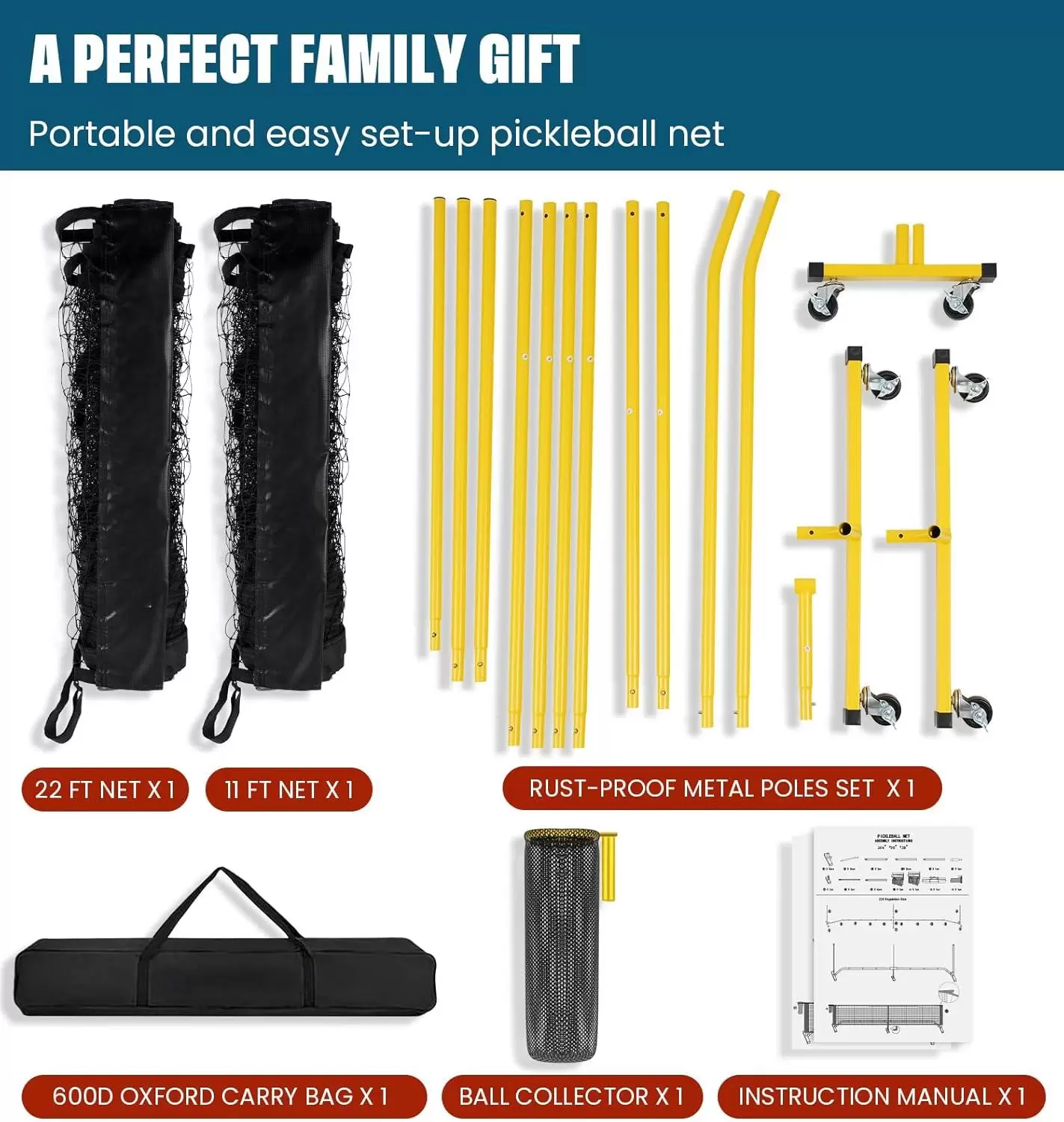 22X3英尺匹克球練習網 II