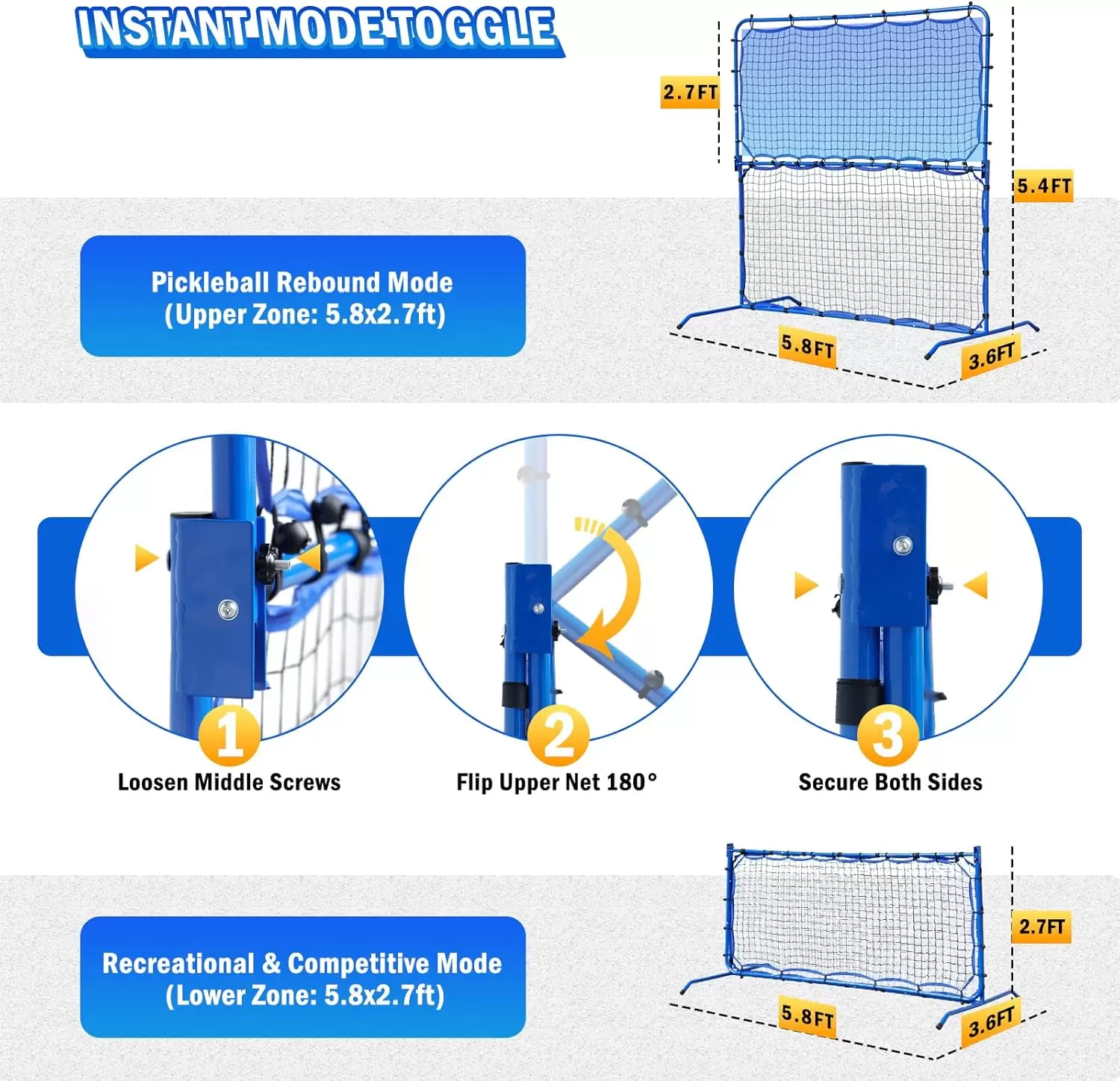5.8*5.4英尺二合一鋼管匹克球