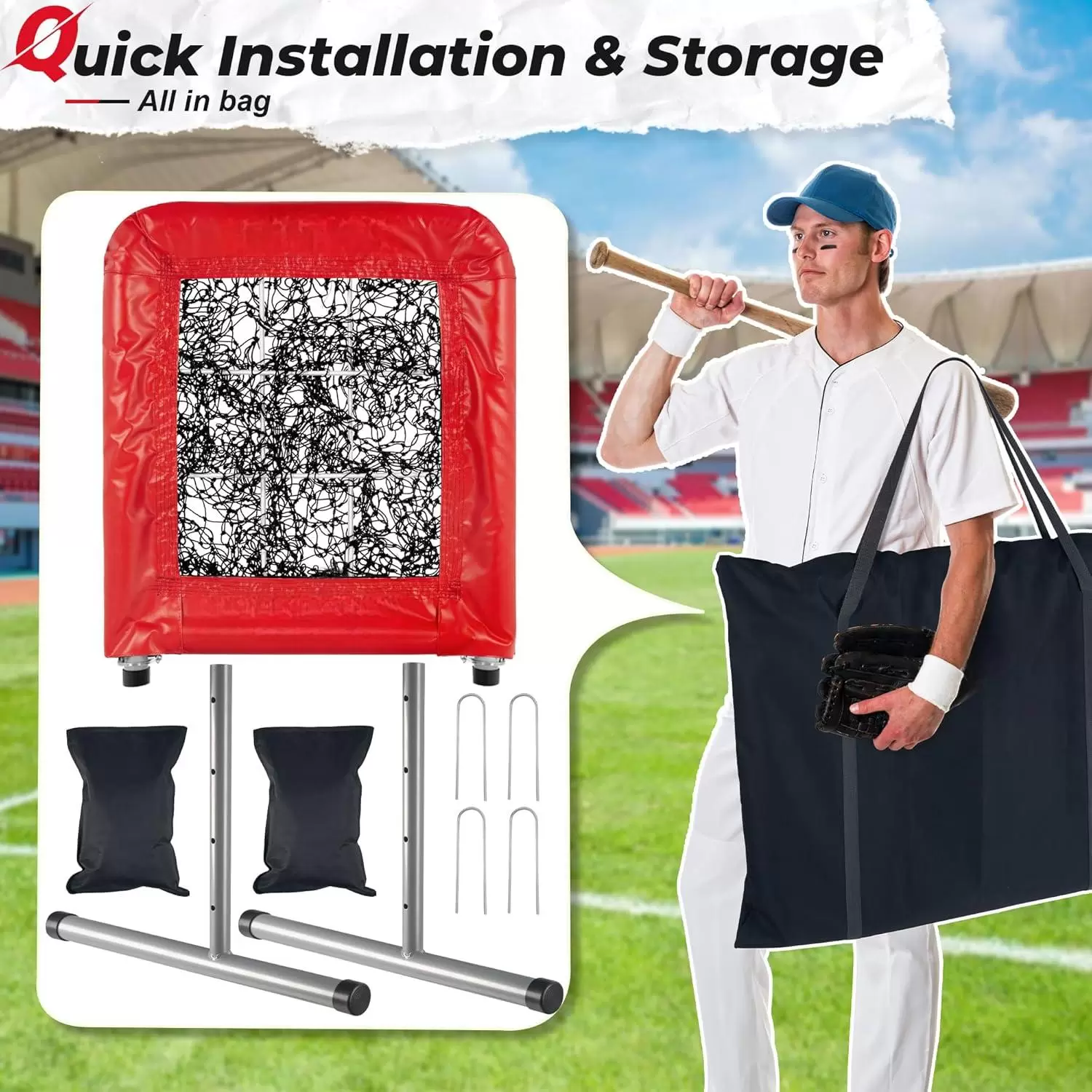 9孔專業級棒球壘球投球網